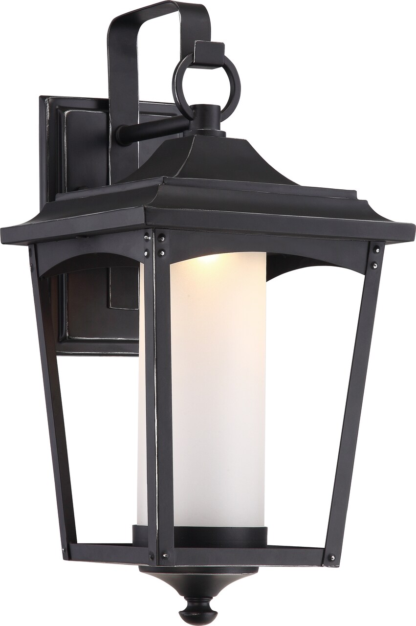 Nuvo Essex 14w LED Large Wall Lantern w/ Etched Glass in Sterling Black Finish